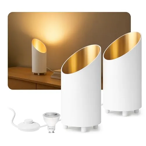 SSC-LUXon 2x Bodenlampe AUREVA – Elegante Lichtakzente in Weiß-Gold - Tisch- & Stehleuchten: Harmonisches Lichtduo mit fourSTEP Dimmbarkeit für stimmungsvolle Beleuchtung in Wohn- und Schlafräumen.