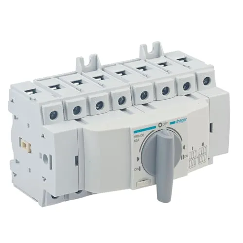 Hager Lastumschalter 4-polig 63A - Sonstige KFZ-Elektrik & -Elektronik, modularer Umschalter mit Sicherheitstrennung für sicheres Umschalten unter Last und einfache Montage auf Hutschiene.