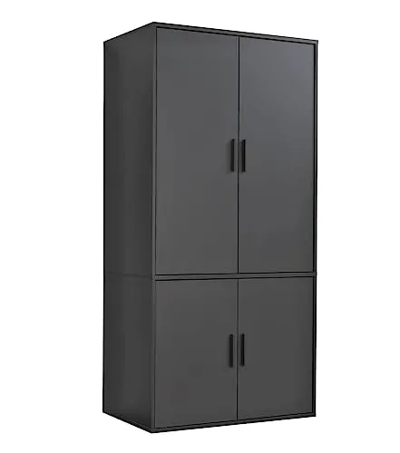 mokebo Kleiderschrank klein in Schwarz 4-türig