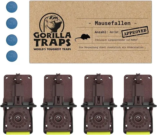 GorillaTraps Mausefallen 4er Set mit NARA® Monitoring-Köder von Gorilla Traps