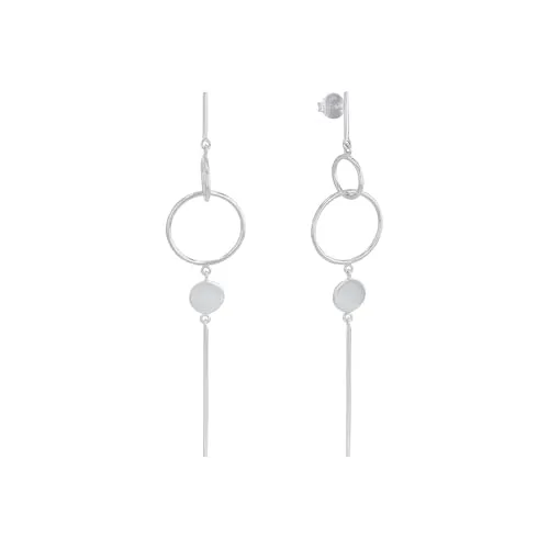 Amor Ohrhänger 925 Sterling Silber - Elegante Damen Ohrringe in XXL-Länge - Stilvolle 8,8 cm lange Ohrhänger aus hochwertigem 925 Sterling Silber im angesagten Kreis-Design. Perfekt als Geschenkidee für besondere Anlässe in einer eleganten Schmuck Geschenk Box.