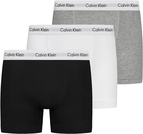 Calvin Klein Herren 3er Pack Boxershorts, Black/White/Grey Heather - Retroshorts für Herren mit exzellenter Passform aus weicher Stretch-Baumwolle, ideal für Alltag und Sport, mit klassischem CK-Branding und komfortablem Elastikbund.