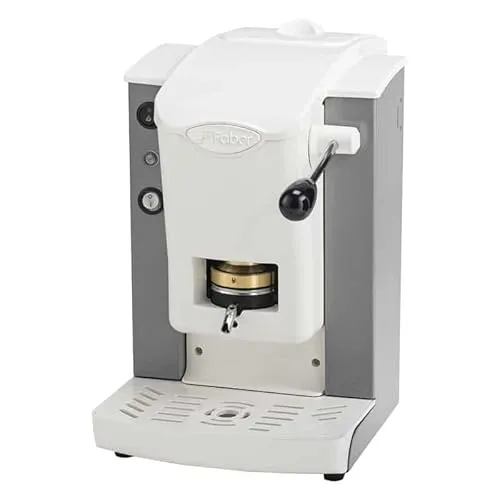 FABER COFFEE MACHINES | Slot Plast Model | POD Coffee Machine 44 mm | Adjustable Brass Pad Press (GRAU/WEISS)