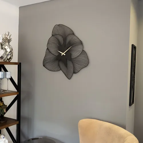 Opviq Azalea Metal Wall Clock - APS039 49 - Black - Wanduhren aus 100% Stahl, 49 x 49 cm, mit lautlosem Mechanismus für eine ruhige Umgebung – perfekt für jedes Raumdesign.