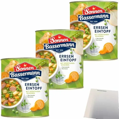 usy Bundle für Sonnen Bassermann Erbsen-Eintopf 3er Pack (3x800g Dose) + usy Block