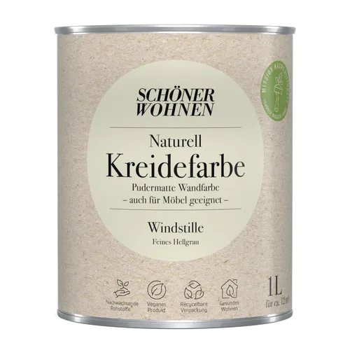 1L Schöner Wohnen Naturell Kreidefarbe Windstille, Feines Hellgrau