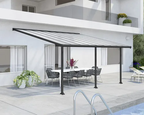 Canopia by Palram Terrassenüberdachung Alu Olympia 3X5.46 - Markisen - Elegante Pergola aus robustem Aluminium mit 16mm Polycarbonatplatten, die 100% UV-Schutz bieten und eine einfache Montage ermöglichen.