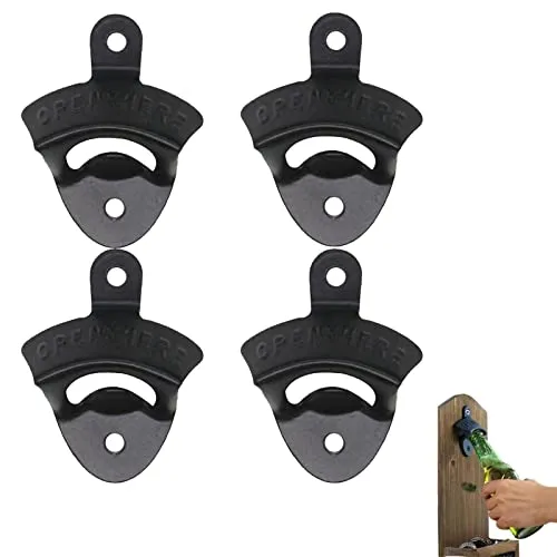 KAYLRE 4 PCS Flaschenöffner Wand, Flaschenöffner für Die Wand, für Innen Außen, Gusseisen