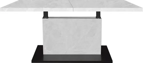 Höhenverstellbarer Couchtisch Else 3 – 120x56x70 cm in Weiß - Moderner Wohnzimmertisch mit Liftfunktion, höhenverstellbar von 56-75 cm und ausziehbar von 120-160 cm. Pflegeleichte Oberfläche in Keramikoptik, ideal für flexibles Wohnen.