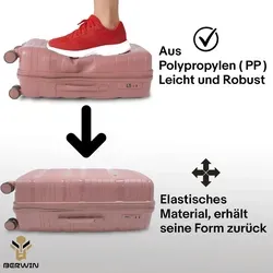 Berwin Reisekoffer Hartschalenkoffer Trolley Set Torna Dusty Rose 4er Set - Praktisches 4-teiliges Reisekoffer Set mit formstabiler Hartschale. Ideal für Reisen, inklusive ergonomischem Teleskopgriff und 360°-Rollen für höchsten Komfort.