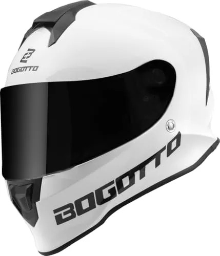 Bogotto H151 Solid Helm XL, weiß - Motorradhelm mit klarem, kratzfestem Visier und herausnehmbarem, waschbarem Innenfutter für höchsten Komfort und Sicherheit. Ideal für anspruchsvolle Fahrer.
