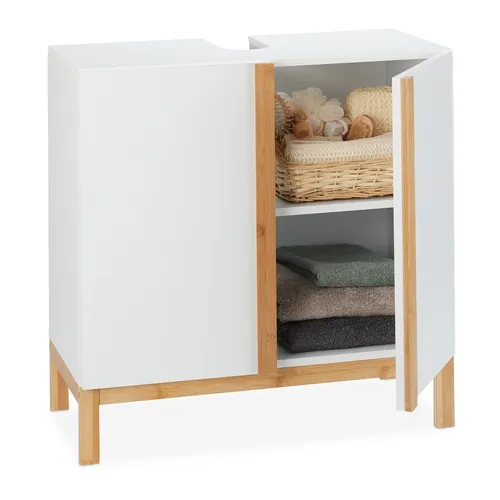 Moderner Waschbeckenunterschrank - Badezimmerregal mit Türen - Schränke & Wandschränke: 60 cm breit, ideal für Badezimmer und Küche, bietet modernen Stil und praktischen Stauraum.