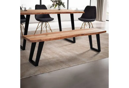 FINEBUY Essbank FB100824 - Moderne Akazienholz Sitzbank mit Baumkante - Essbank aus massivem Akazienholz (180x40x45,5 cm), pflegeleicht und einfach zu montieren. Ideal für gemeinsame Mahlzeiten und stilvolle Einrichtung.