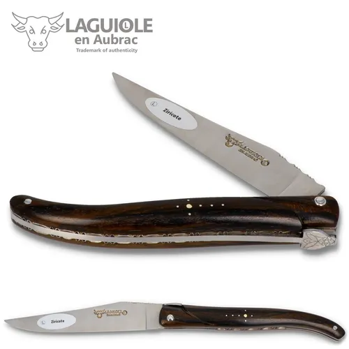Laguiole en Aubrac Taschenmesser L05/12/Zirikote - Bienenmotiv - Hochwertiges Jagdmesser mit 10 cm Klinge aus rostfreiem Sandvik-Stahl und edlem Zirikote-Griff. Handgefertigt in Frankreich, vereint Tradition und Qualität. Ideal für Outdoor-Enthusiasten und Sammler.