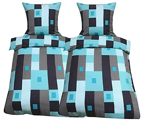 Leonado Vicenti 4 TLG 135x200 cm Kuschel Winter Flausch Bettwäsche aus Thermo Fleece London Türkis