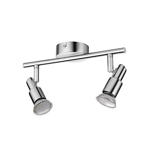 IMPTS Deckenstrahler 2 Flammig, LED Deckenstrahler Strahler Deckenleuchte Drehbar Wandspot Innen inkl. 2 x 3W GU10 LED Lampen, Mattes Nickel Deckenlampe für Küche, Wohnzimmer, Schlafzimmer