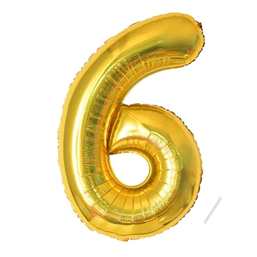 Geburtstag zahlen luftballon 6 jahre | Folienballon 6 XXL Gold-Riesen Folienballon in 40