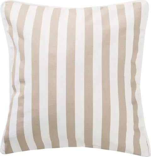 Erwin Müller Wende-Kuschelkissenbezug Edelflanell Streifen Taupe-weiß Größe 40x40 cm - flauschig weich, angenehme Wärme, temperaturausgleichend, pflegeleicht, mit Reißverschluss