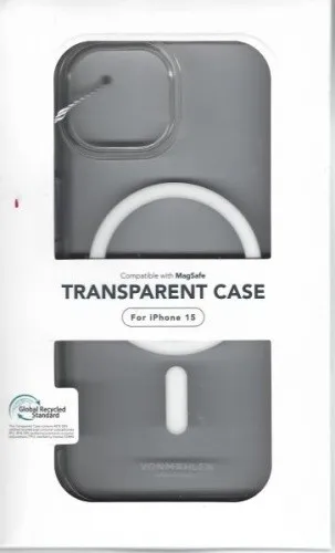 Vonmählen Transparent Case für iPhone 15 TRC00034 - Schutzhülle für iPhone 15, bewahrt das originale Design und schützt Display sowie Kamera mit erhöhten Rändern.