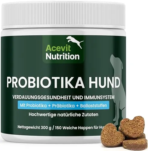 Probiotika für Hunde, 150 Leckere Snacks 100% Natürlich mit Präbiotika und Ballaststoffen, Darmflora und Verdauung, Hilft bei Durchfall, Blähungen und Erbrechen, Immunsystem Stärken