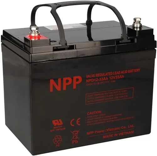 NPP Blei-Akku AGM NPD 12-33 12V 33Ah - Zyklenfest und Wartungsfrei - Akkus: Zuverlässiger 12V Blei-Akku mit 33Ah, ideal für Wohnmobile und Notstromversorgung. Wartungsfrei und langlebig mit bis zu 12 Jahren Lebensdauer.