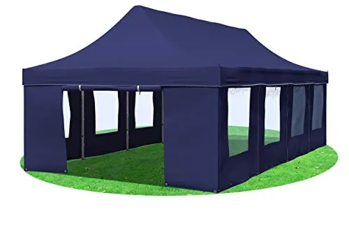 Stabilezelte Faltpavillon 4x8 Meter Prof. Plus+ mit Fensterseiten BLAU