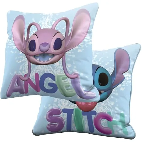 BERONAGE Lilo & Stitch Kissen Angel and Stitch 40x40 cm Wendekissen 100% Polyester weich flauschig Sofa Kuschelkissen Kinderzimmer Dekokissen Disney Geschenk Fanartikel