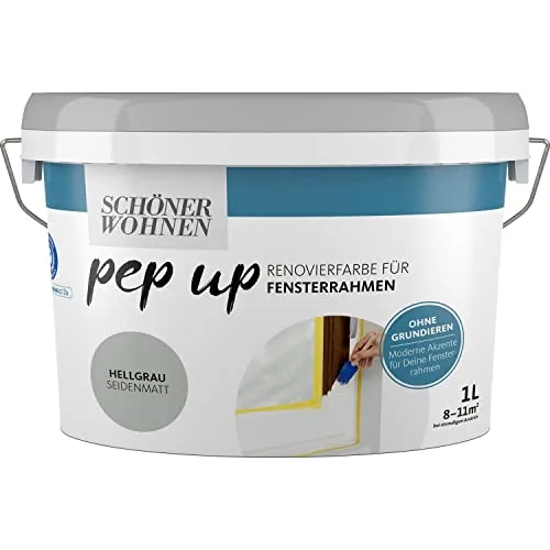 Brillux Pep up Renovierfarbe für Fensterrahmen Hellgrau seidenmatt 1l