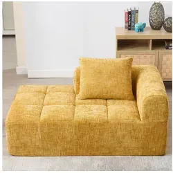 STILVORA Sofa mit bettfunktion,schlafsofa wohnzimmer,sofa 2 sitzer mit relaxfunktion, Komfortables Chaise-Lounge-Sofa ohne Zusammenbau, Kuscheliges Polstersofa mit Seitentaschen, Kissen & Wolkenähnlichem Sitzgefühl, Ideal für Wohnzimmer & Schlafzimmer, Perfekt für Entspannung & Nickerchen gelb