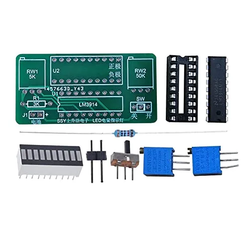 DIY Kits LM3914 Batterie Kapazität Anzeigemodul Tester LED-Anzeigetafel, LED-Batteriestandsanzeige-Löt-DIY-Kit, 2,4–20 V-Batterie erhältlich