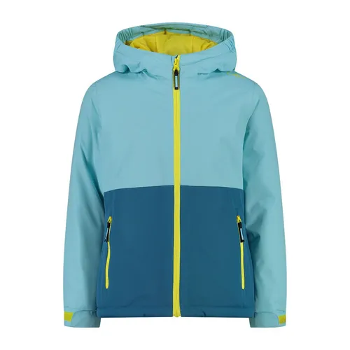 CMP KID G Jacket FIX Hood acqua (L430) 164 - Wasserdichte Ripstop-Jacke für Mädchen mit 10.000 mm Wassersäule und atmungsaktiver Feel-Warm-Flat-Wattierung, ideal für Outdoor-Abenteuer.