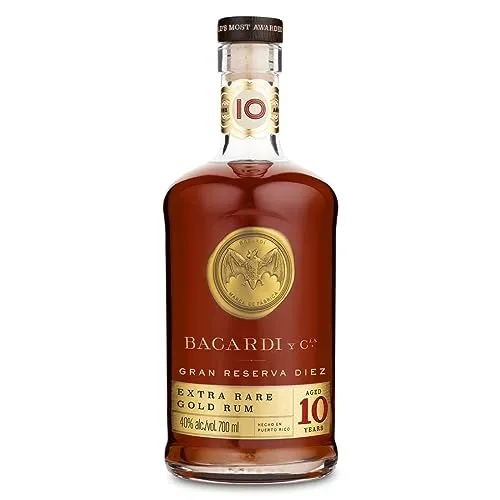 BACARDÍ Gran Reserva 10 Jahre Rum - Premium Caribbean Rum, 10 Jahre in Eichenfässern gereift, ideal für Cocktails oder als Sipping-Rum, nachhaltig hergestellt.
