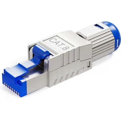HB-DIGITAL 1x CAT 8 RJ45 Stecker für starre Ethernet LAN Verlegekabel – werkzeuglos feldkonfektionierbar STP vollgeschirmt mit 50µ vergoldete Kontakten 40Gbit/s High-Speed Connector