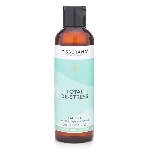 Tisserand Aromatherapie Anti-Stress-Badöl, 200 ml mit beruhigender Orange, ausgleichender Geranie und wärmenden Muskatnuss