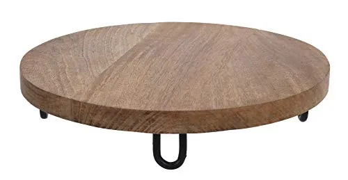 Meinposten. Dekobrett Holz Mangoholz Holzbrett Brett Schale Mango Teller mit Füßen Ø 30 cm