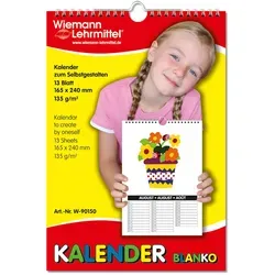 Mein Kalender zum Selbstgestalten, Spiralbindung - Schulbücher & Lernhilfen – Kreativer Wandkalender für Kinder, fördert Feinmotorik und Kreativität beim Basteln und Malen.