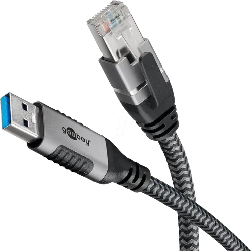 goobay 70694 USB-A auf RJ45 Ethernet Kabel 10m - Laptop-Computer Netzwerkadapter für stabile Internetverbindung, ersetzt USB auf RJ45 Adapter und spart zusätzliches Kabel ein, ideal für Notebooks und Tablets.