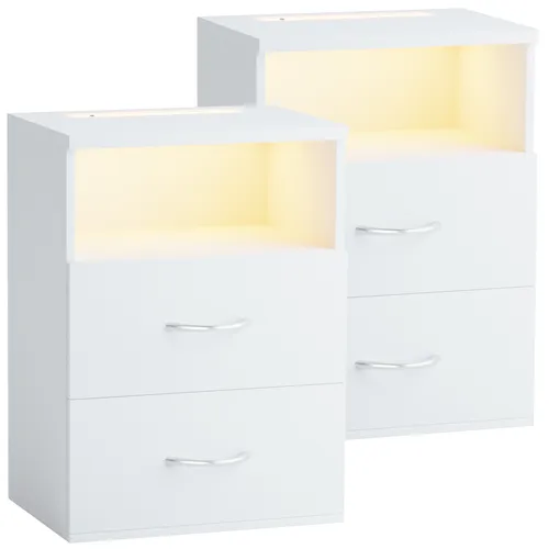 Casaria® Nachttisch 2er Set mit Touch LED Beleuchtung von Deuba