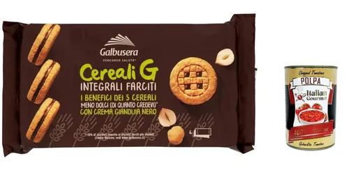3x Galbusera Cereal G Gefüllte Vollkornkekse 160g+Italian Polpa 400g