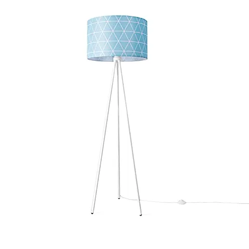 Paco Home Stehlampe Modern E27 - Standleuchte mit geometrischem Stoffschirm, perfekt für jeden Einrichtungsstil. Hochwertige Verarbeitung aus stabilem Stahl, ideal zum Lesen und als elegantes Wohnaccessoire.