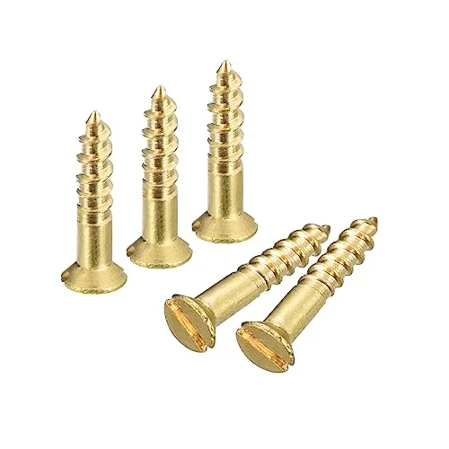 sourcing map 25Stk Messing Holz Schrauben M2 x 10mm Geschlitzt Antrieb Flach Kopf Selbstschneidend Schrauben Senkkopf für Holzarbeiten Möbel