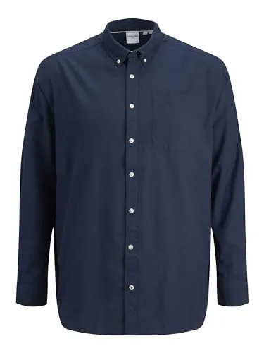 Herren Jack & Jones Einfarbiges Plus Size Hemd | JJEOXFORD in 5XL - Hochwertiges Langarm Hemd für Herren in Übergröße, ideal für Business-Anlässe und bequem im Tragen.
