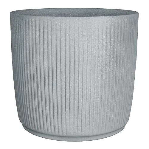 Scheurich Linetto 47 Pflanzgefäß - Stony Grey, rund - Hochwertiger runder Blumentopf aus recyceltem Kunststoff, frostfest und UV-beständig. Ideal für Garten und Terrasse, 10 Jahre Garantie.