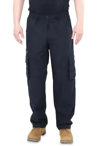 Ben Creek - Herren Cargohose - Outdoorhose aus Baumwolle - Lange Freizeithose mit Multitaschen - unifarbene Basic Utility Hose QDA13 (schwarz XXL)