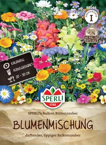 Sperli Blumensamen-Mischung SPERLI's Balkon Blütenzauber 88046 – einjährig - Kübelgeeignet - üppiger Balkonzauber - Pflanzen Samen, Saatgut, Blumensamen
