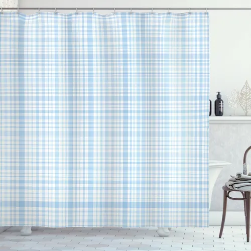 Duschvorhang Traditionell Plaid Motiv, 175cm x 200cm in blau von Abakuhaus