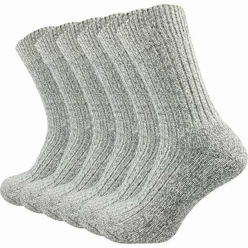 Herren Norweger Socken (6 Paar) warme & dicke Thermosocken gegen kalte Füße | Wollsocken (DE/NL/SE/PL, Numerisch, 39, 42, Regular, Regular, hellgrau)