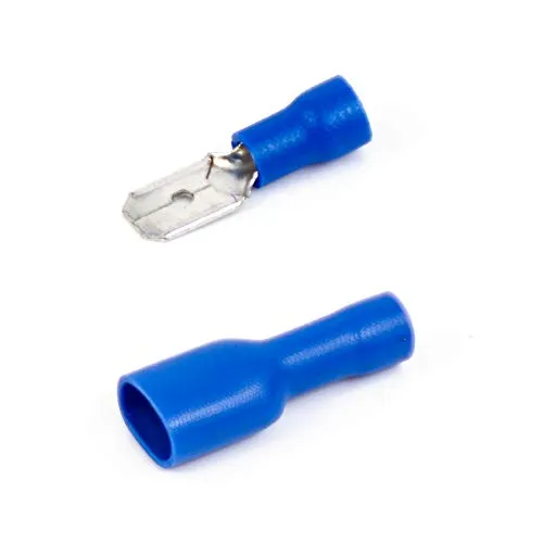 Flachsteckhülsen, 6,3 mm, 55 männlich, 55 weiblich, für Kabel mit 1,1 bis 2,6 mm², CE- und RoHS-zertifiziert, 110 Stück