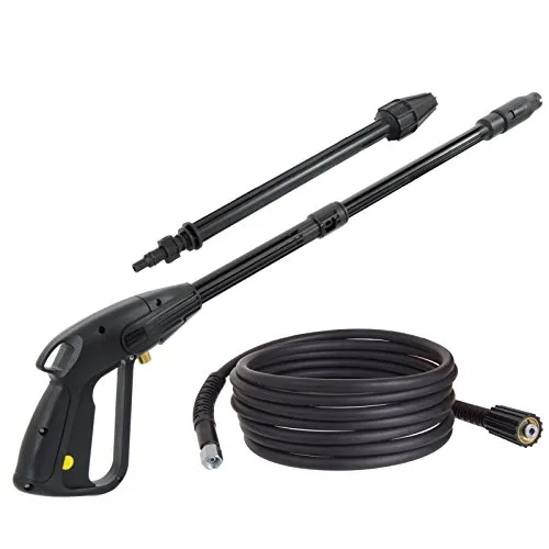 TECHKAR Hobby K Series Hochdruckreiniger Pistole Pin mit Hochdruckschlauch M22x1,5 14mm & Lanze – Verstellbare Düse – Kompatibel mit Kärcher – 15m Schlauch