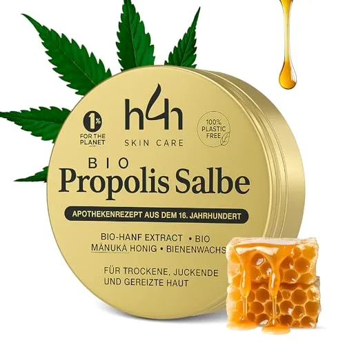 Bio Propolis Salbe – 16. Jh. Apothekargeheimnis mit Bio Propolis, Manuka Honig & Hanf – Beruhigende Pflege bei trockener & gereizter Haut – Dermatologisch empfohlen